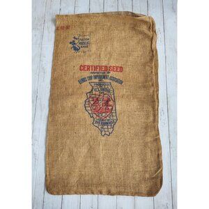 New Unused Vintage Fulton Ratscat Certified Illinois Seed Crop Burlap Gunny Sack